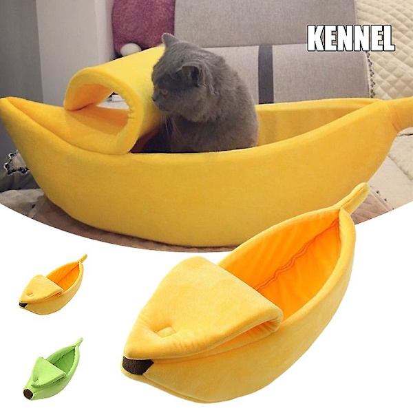 Söpö kissanpeti banaaninmuotoinen pehmeä kissanpesä talo ihanat lemmikkitarvikkeet kissoille pennuille pupuille Yellow