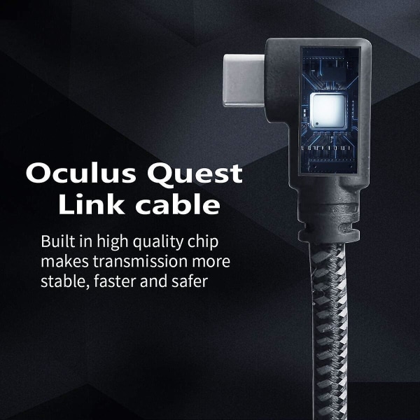 Oculus Link-kabel 5m, Dethinton USB till USB C-kabel Höghastighetsdataöverföring och snabbladdning USB C-kabel Black nylon 3m