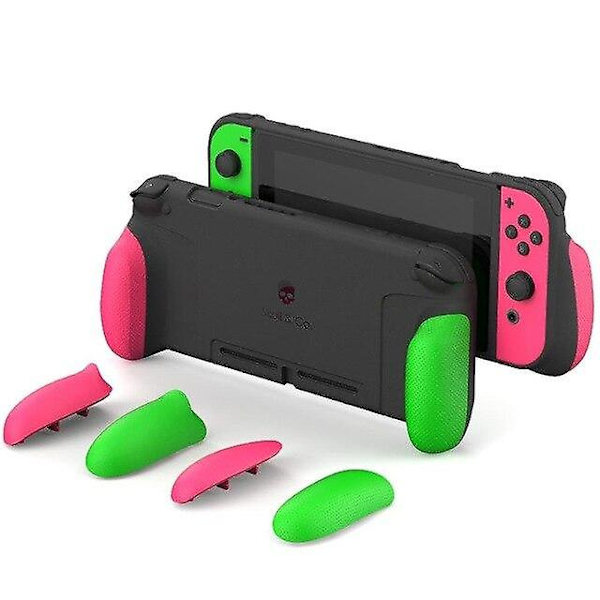 Kompatibel med Nintendo Switch-fodral, speltillbehör, skyddsskal, skyddshölje, Joycon Joy Con-skal, greppkit, Nindendo NS-konsol Pink green