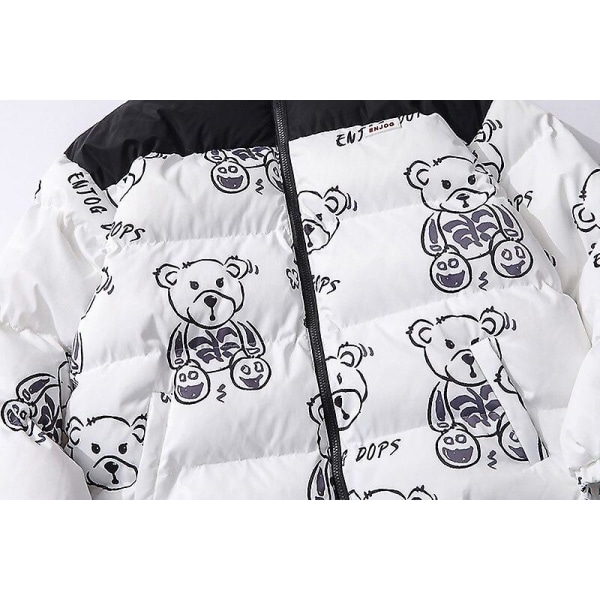 Män Luxury Rib Sleeve Parka Bear Par Kappor & Jackor / Dunrockar Abstrakt Digital Coat L