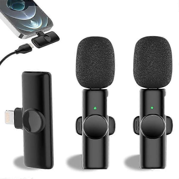 Bluetooth Mini Mikrofon Trådløs Lavalier Støyreduserende Mikrofon for iPhone / iPad, med 8-pins mottaker og Not Specified Dual Microphones