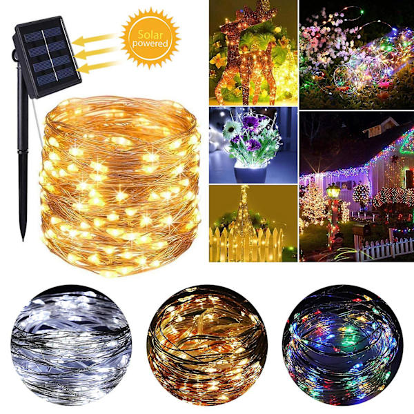 [LCS] Solcellelamper Julelys Solcelle Eventyrlys Warm White 10M-100LED
