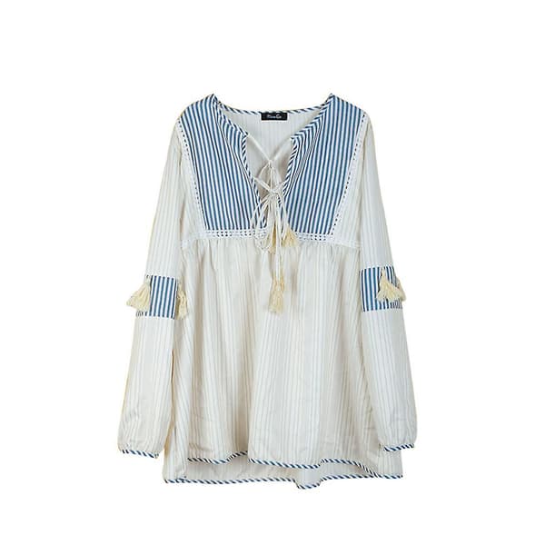 [LCS] Chiffonprintet sommer bikini cover-up V-hals strandtøjsbluse