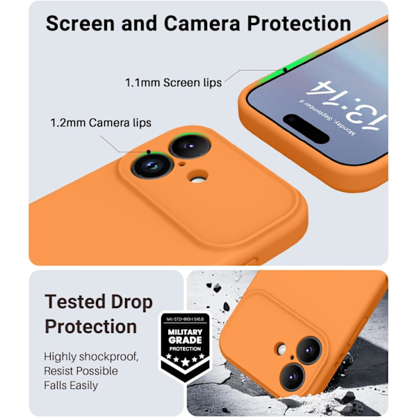 [LCS] Shockproof MagSafe Compatible Case for iPhone 17 Pro - Soft Silicone iPhone 17 Pro iPhone 17 Pro Orange