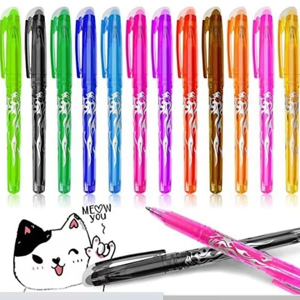 Pyyhittävät geelikynät, pyyhittävät mustekynät - 12 kpl multicolor