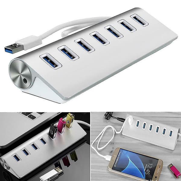 [LCS]Porter USB 3.0 Hub Splitter Strømadapter Kompatibel med PC Bærbar Stasjonær