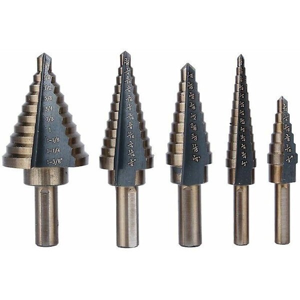 USA 5 stk. Store Metal Trinbor Set HSS Flere Huller 50 Størrelser Med Kasse