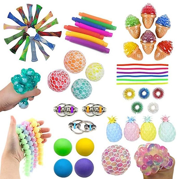 Tik Tok Fidget Sensoriska Leksaker Fidget Leksaker Paket Tryck Bubbla Pop Leksak Stress Ångest Lindring Leksaker Set För D