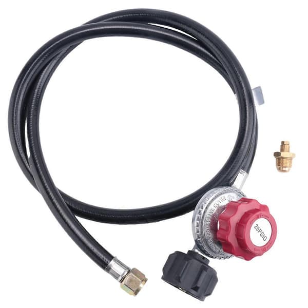 5FT högtryckspropanregulatorslang, 0-20PSI justerbar propantankregulator, QCC1 & 3/8In Fe Black