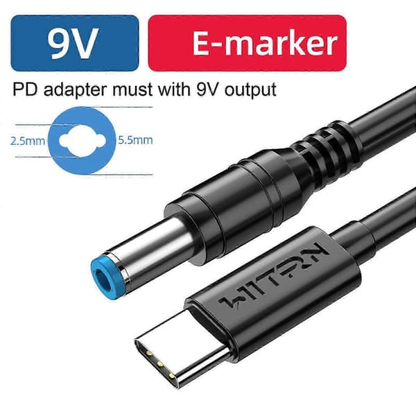 USB C/Type C PD til 12V 5.5x2.5mm strømkabel til Wifi Router Laptop LED Lampe