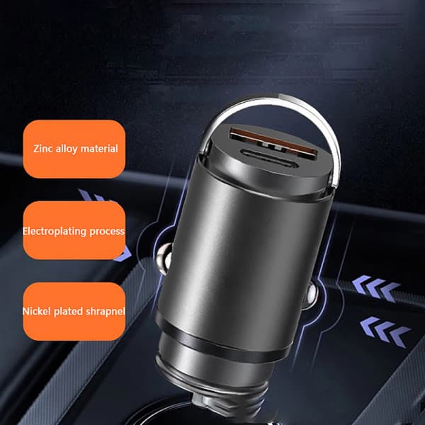 [LCS]100W Bil USB Oplader Super Charge USB-A USB-C Sort