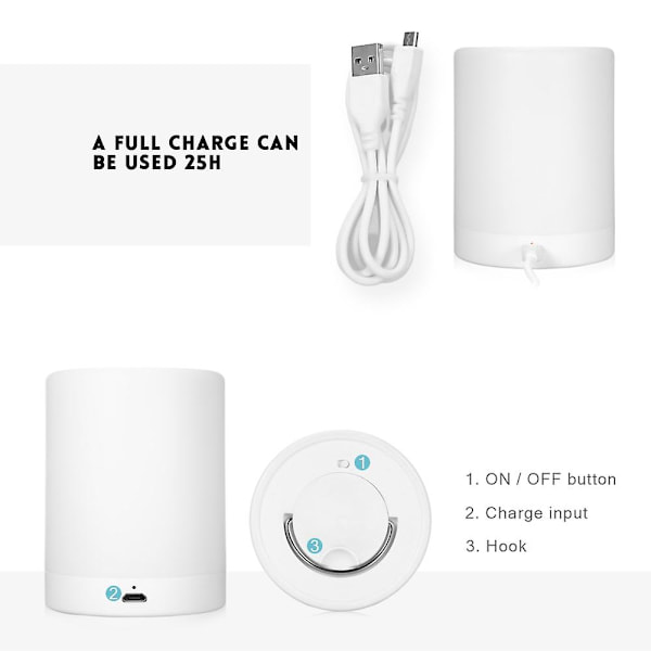 Uppladdningsbar Smart LED Touch Kontroll Nattlampa Induktionsdimmer Intelligent Sänglampa Portabel Lampa Dimbar RGB Färgbyte