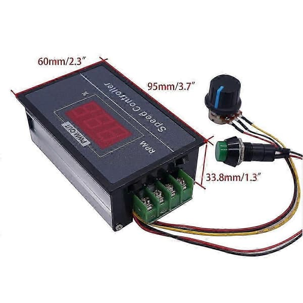 30A PWM Justerbar Hastighed DC Motor Controller med Digital Display, Trinløs Regulator