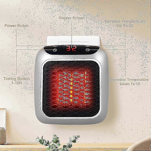 [LCS] Portable Heater 800W Ceramic Plug-in Electric Heater with Remote Control 12H Timer LED Display Walkbee 7827B
