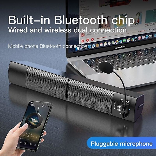 Irrotettava Bluetooth-kaiutin Computer Speakers -palkki Surround-soitin|Computer Speakers (musta)