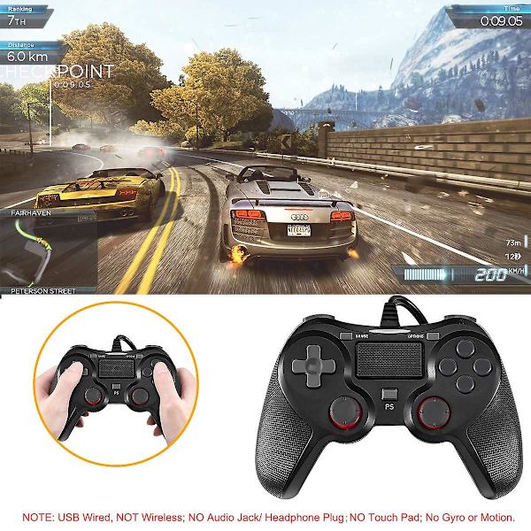 Kaksoisvärinä Turbo Trigger -painikeohjain, yhteensopiva Ps4:n kanssa kaapelilla