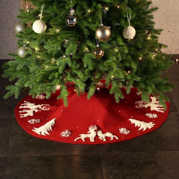 Älgträd Kjol Juldekoration Trädbotten Förkläde Xmas Plats Layout Dekoration Matta Red
