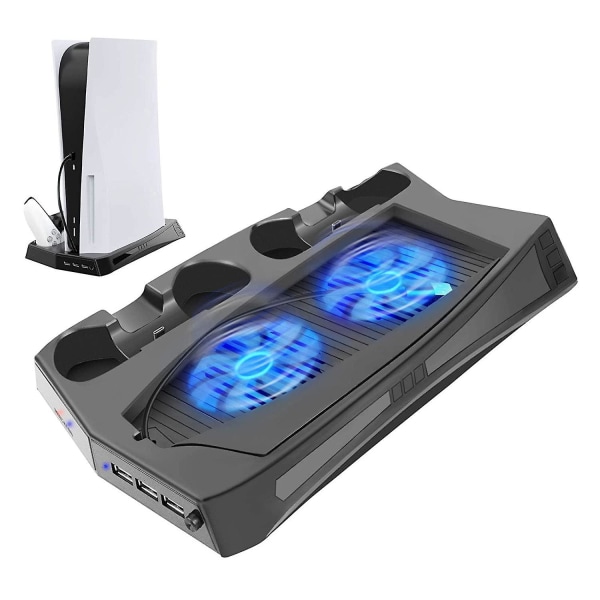 Vertikalt stativ med kylfläkt för PS5-konsol och Playstation