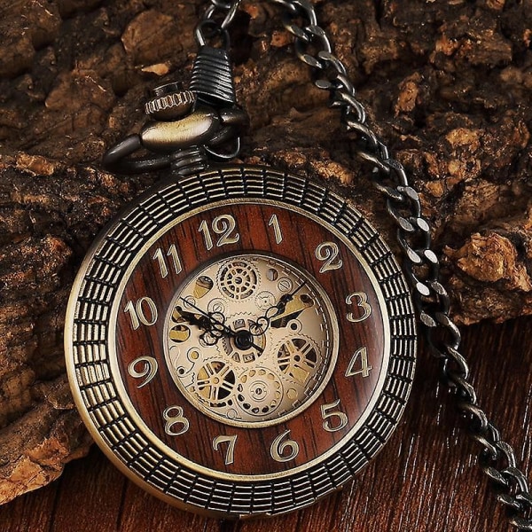 Högkvalitativt case stil mekanisk watch antika skeleton urtavla Fob klockor