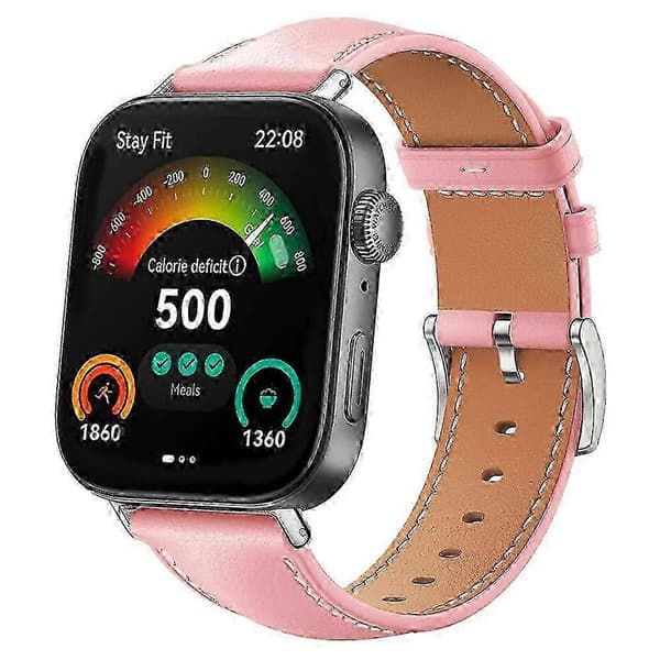 Urrem til Huawei Watch Fit 3 - Ægte slank læderrem Pink