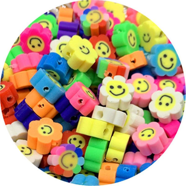 Smiley Face Perler Frugt Spacer Perler Farvede Polymer Ler Perler Til DIY Smykker Sun Flower