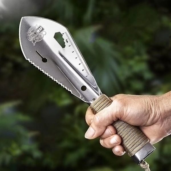 Hagespade, bærbar metall hagespade gravemaskin mini rustfritt stål spade for hagearbeid camping jordbruk (svart)