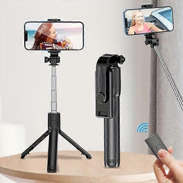 Trådlös multifunktionell selfiestick som även fungerar som stativ, lämplig för livestreaming