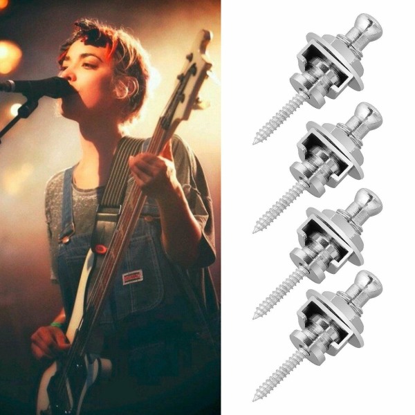 Akustisk Elektrisk Gitarr Remlås - Spänne Lås Metallstift Silver
