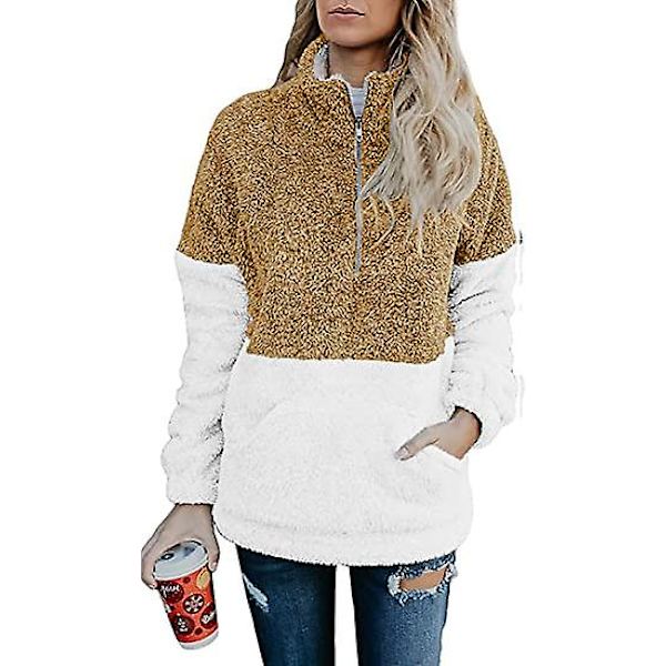 Sherpa Pullover Fleecejakker til Kvinder Frakke Overtøj brown L