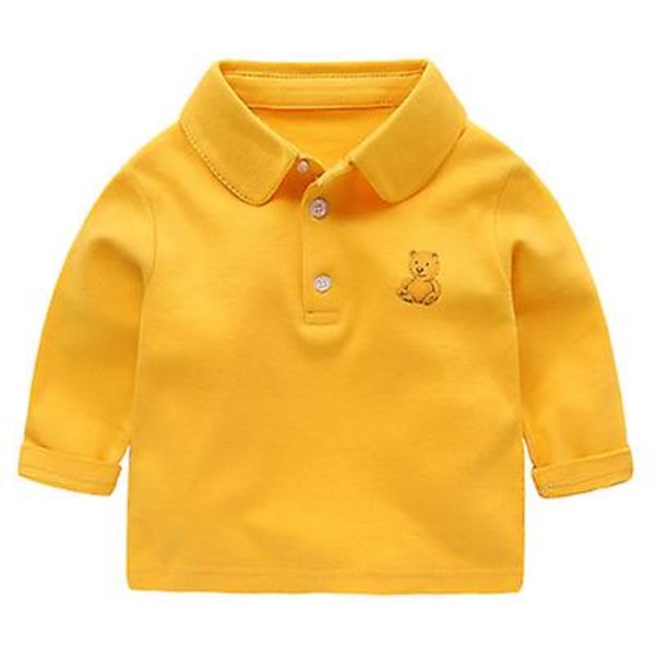 Baby Polo Shirt Långärmad T-shirt Toddler Topp Casual yellow 100cm