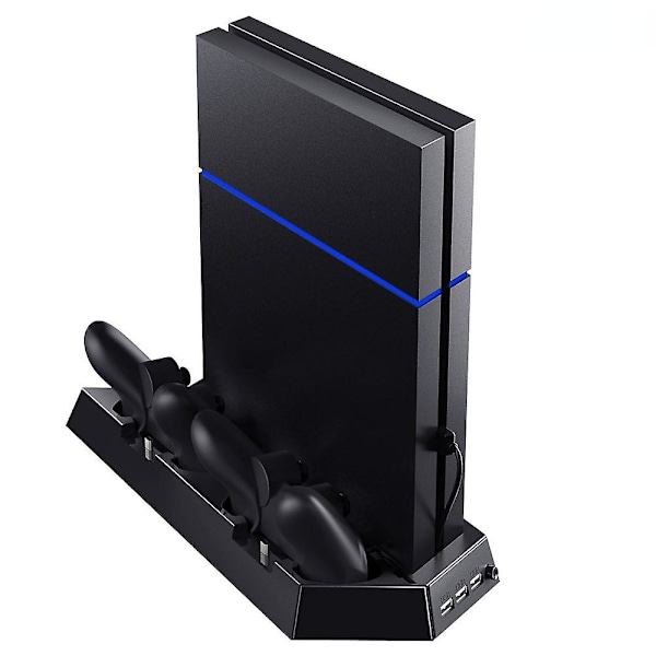 PS4 Vertikalt Ställ med Kylfläkt Dubbel Kontroll Laddare Dockningsstation 3 USB-Portar Hub För Sony Playstation 4