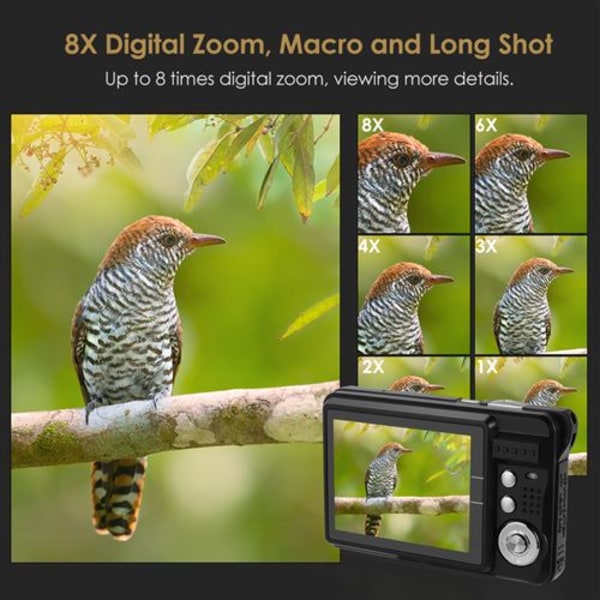 HD TFT LCD Digitalkamera Oppladbart Brennvidde 1080p Kamera