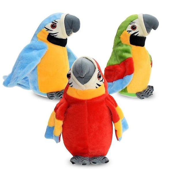 Söt elektrisk talande papegoja, talar rekord, leksak med viftande vingar (röd)