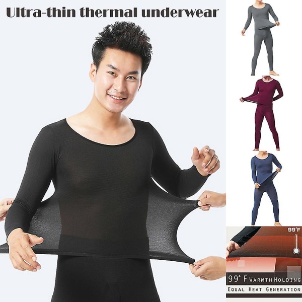 Män Seamless Elastisk Thermals Innerkläder Konstant temperatur Ultratunna  underkläder kostym Top byxor Blue 0373 | Blue | Fyndiq
