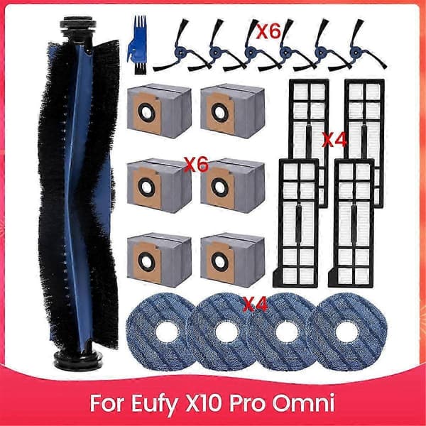 [LCS] For Eufy X10 Pro Omni Deler Tilbehør Hovedsidebørste HEPA-filter Moppeklut Støvposer Erstatning Edition0722
