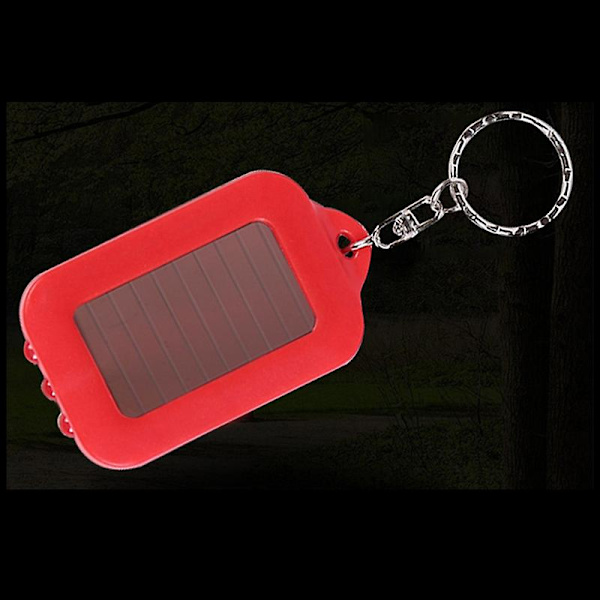 [LCS] 2 stk. sort mini bærbar solcelledrevet 3 LED-lys nøglering Red