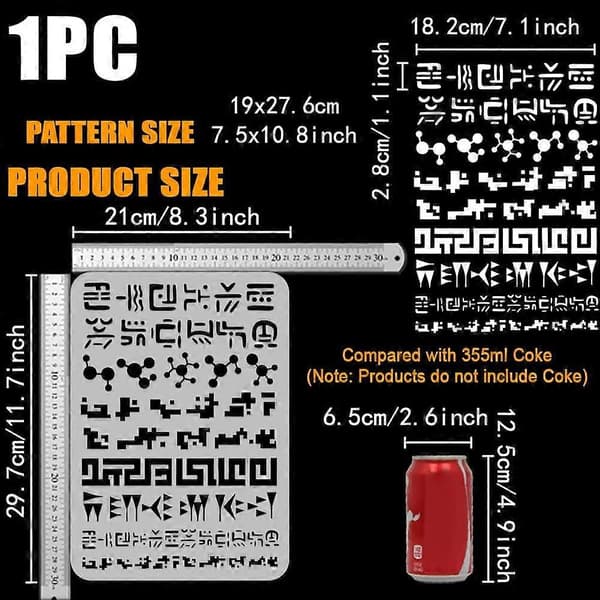 [LCS]Alien Languages Painting Stencil 8.3x11.7inch Geometry Border Stencil Alien Text Border Stencil