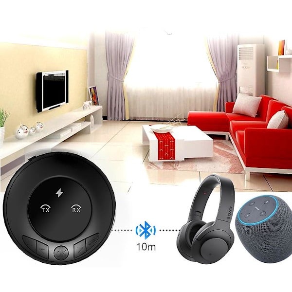 [LCS] Bluetooth V5.0 sender/mottaker, trådløs Bluetooth lydstrømmingsadapter kompatibel med TV, PC