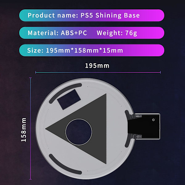 Justerbart RGB-bas LED-atmosfärljusstativ vertikalt horisontellt stationshållare för Sony PS5-värdspelskonsoltillbehör