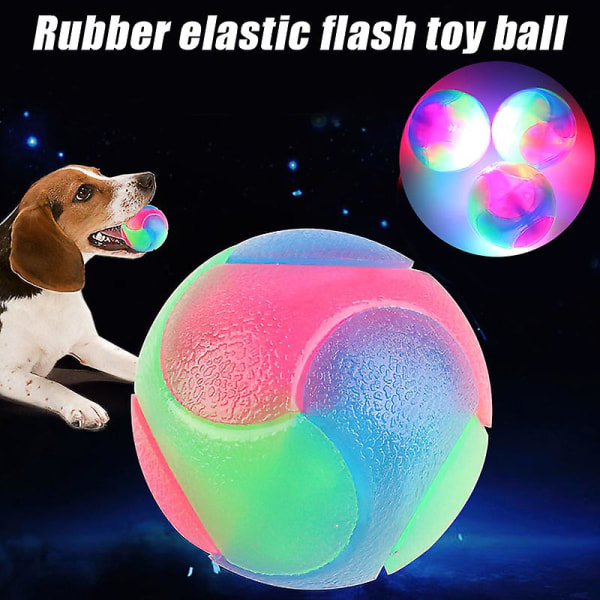 1 st LED Lysande Hundbollar Blinkande Elastisk Boll LED Molarboll Glödande Boll Husdjur Färg Ljusboll 7cm