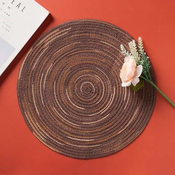 1 kpl Pellava-puuvillapöytäliina ruokapöydälle, liukumaton teeastiasto kukka pyöreä folio sekoitettu ruskea Circular -30cm Mixed Brown