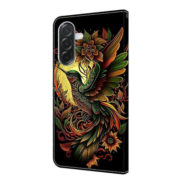 För Samsung Galaxy S24 FE Läderfodral Mönstertryck Plånboksställ Flip Telefonfodral Lark