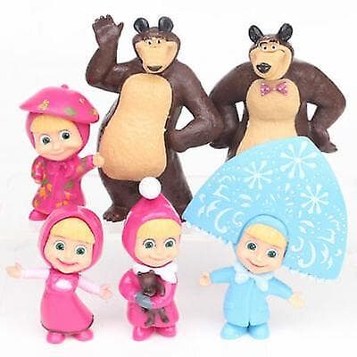 6 st Masha och Björnen tecknad actionfigur presentleksak