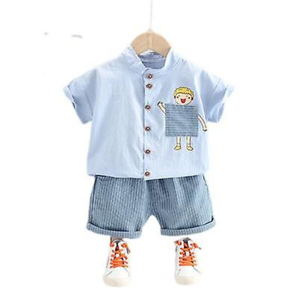 Kaksiosainen lyhythihainen lasten urheilushortsiasetti Light blue 110CM