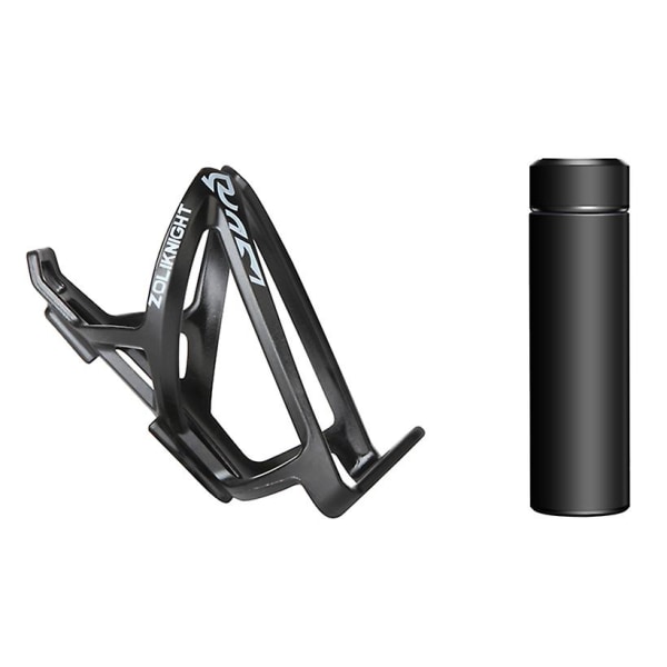 Cykel flaskhållare Set. Set i 2 delar är utrustat med 500 ml 304 termoskolv i rostfritt stål. (svart)