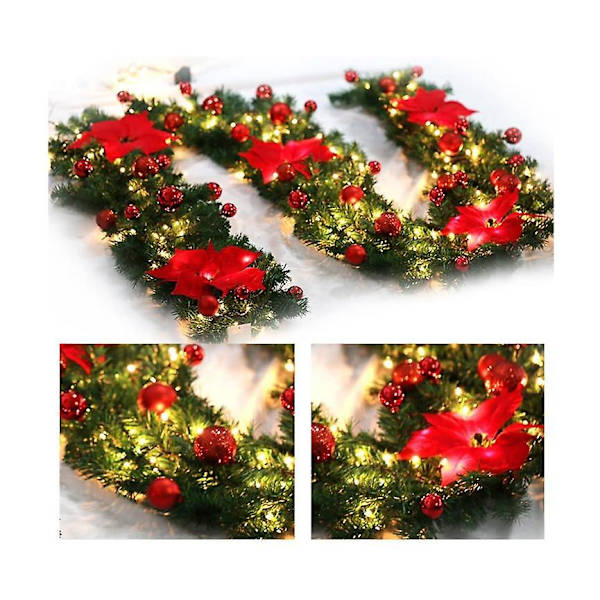 LED 2,7 m Jule Cane Garland Hage Hjem Juledekorasjoner red
