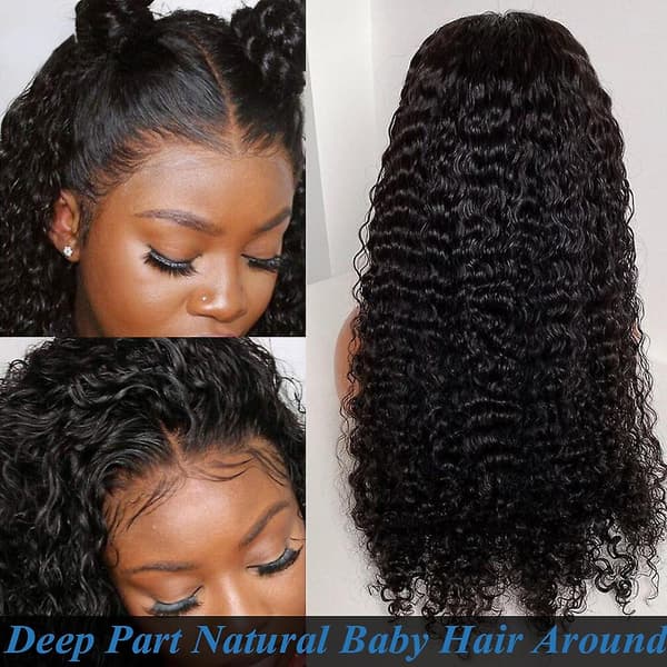 Deep Wave Closure Peruk Mänskligt Hår Spets Frontal Peruker 13x6 Spets Front Peruk Förplockade Blekt Knutar Peruker 13x4 Deep