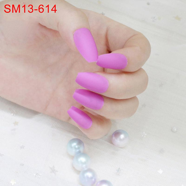 24 st/set Matta Lösnaglar Heltäckande Toppar Kvinnor Falska Fingernaglar Nagelkonst Dekorationsverktyg Sm13-614