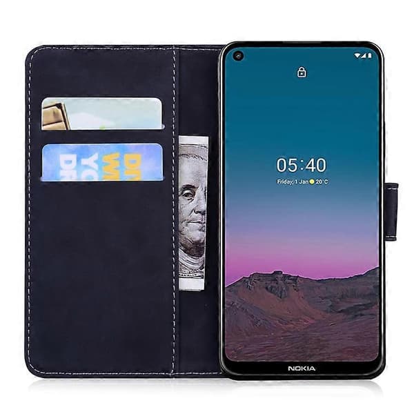 [LCS] For Nokia 5.4 Tiger Embossing Pattern Horisontal Flip Skinnveske Black