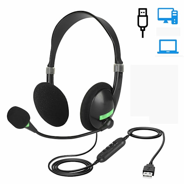 Computer Headset Hovedtelefoner med Mikrofon Støjreducerende til PC Laptop